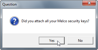Verify that you attached the security keys.